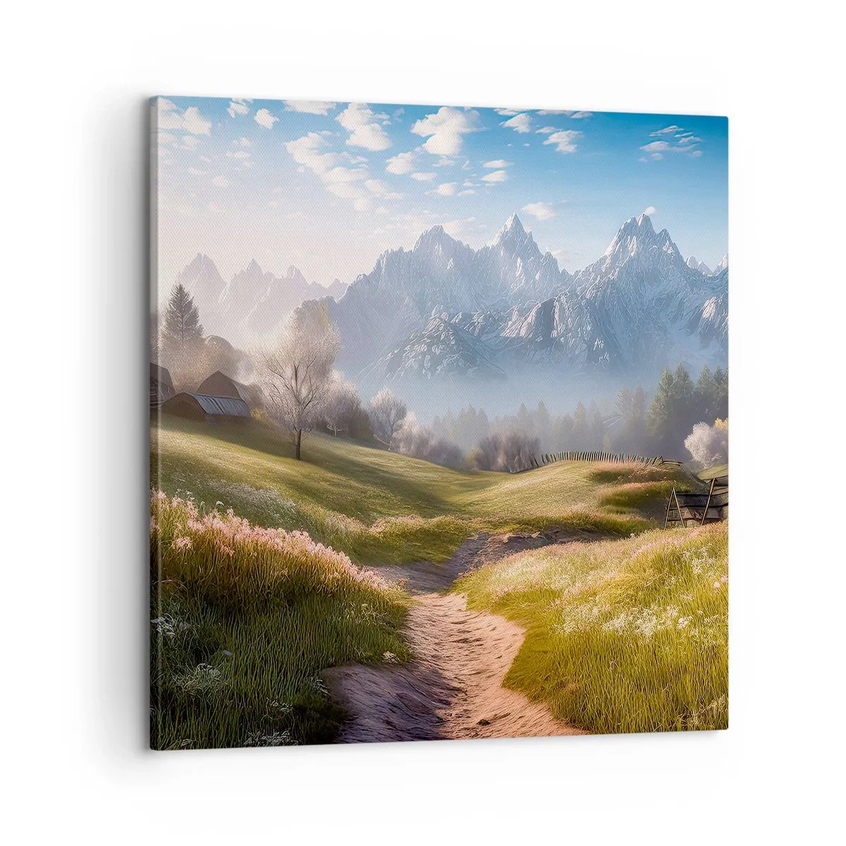 Bild auf Leinwand - Leinwandbild - Idyllisches Tal - 60x60 cm