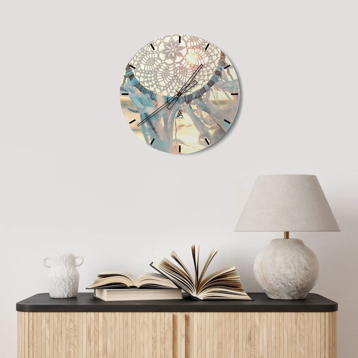 Wanduhr - Glasuhr - Totem aus Spitze - 30x30 cm