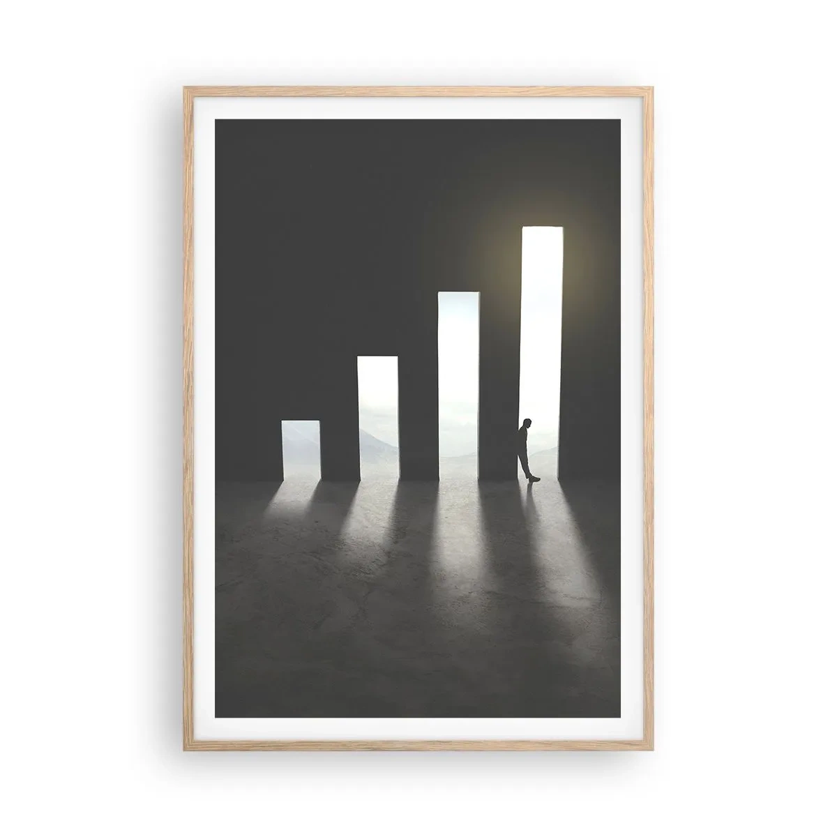 Poster in einem Rahmen aus heller Eiche - Erfolg – Impression - 70x100 cm