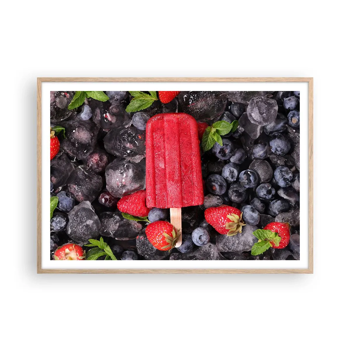 Poster in einem Rahmen aus heller Eiche - So schmeckt der heiße Sommer - 100x70 cm