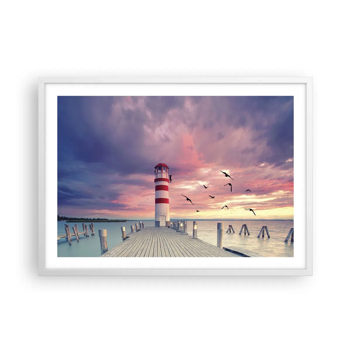 Poster in einem weißen Rahmen - Es ist Zeit zum Hafen zu gehen - 70x50 cm