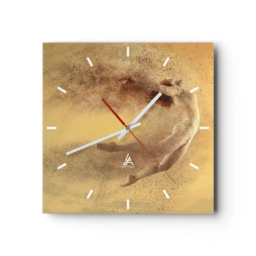 Wanduhr - Glasuhr - Eine Figur in dynamischer Bewegung mit zerfallendem Effekt - 30x30cm - In tanzender Ekstase - Moderne Wanddekoration für Wohnzimmer und Schlafzimmer ARTTOR