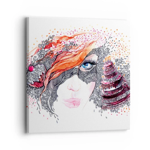 Bild auf Leinwand - Leinwandbild - Bei ihr ist jeden Tag Feiertag - 30x30 cm