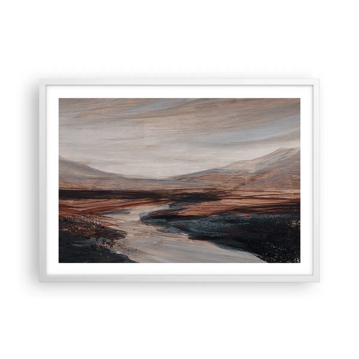 Poster in einem weißen Rahmen - Ruhiges Tal - 70x50 cm