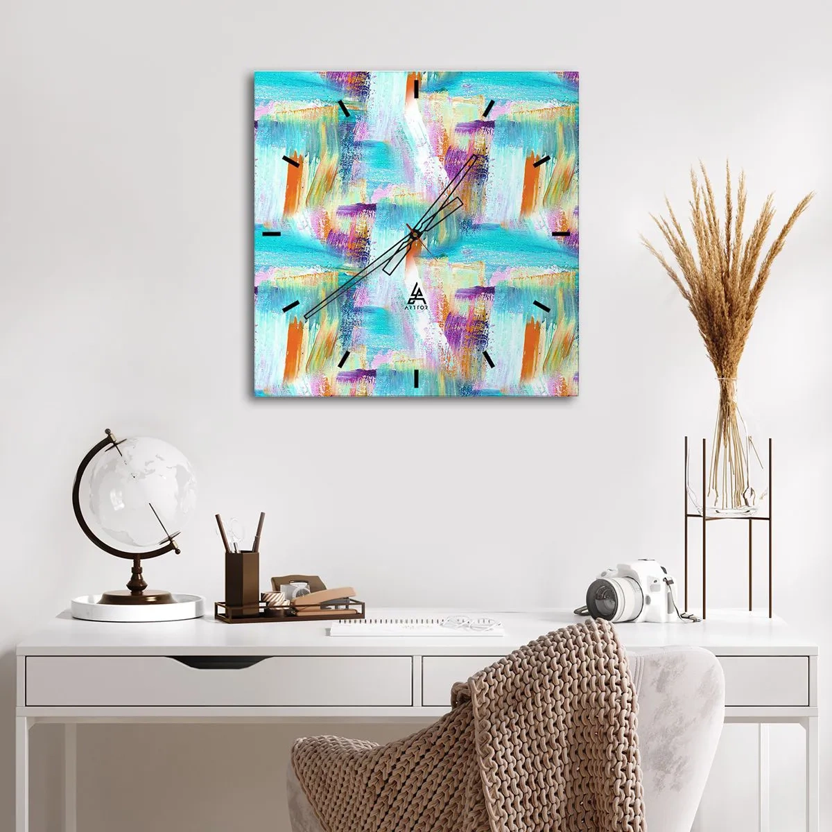 Wanduhr - Glasuhr - Fröhlicher Labyrinth-Liner - 30x30 cm