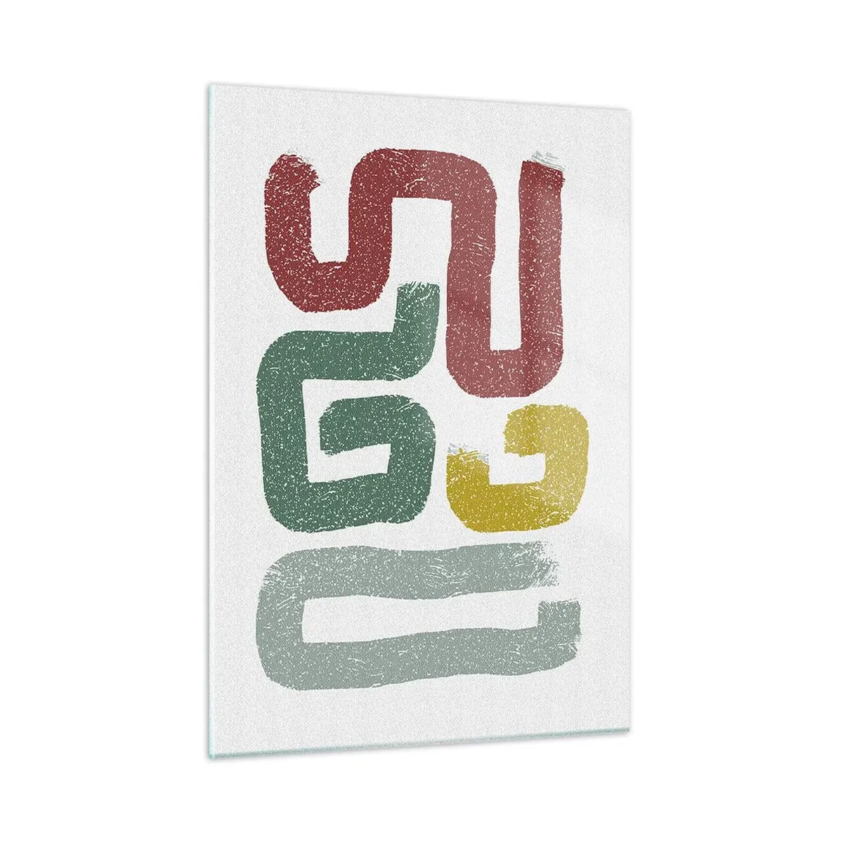 Glasbild - Bild auf glas - Bunte abstrakte Zeichen auf weißem Hintergrund - 50x70cm - In einer unbekannten Sprache - Moderne Wanddekoration für Wohnzimmer und Schlafzimmer ARTTOR