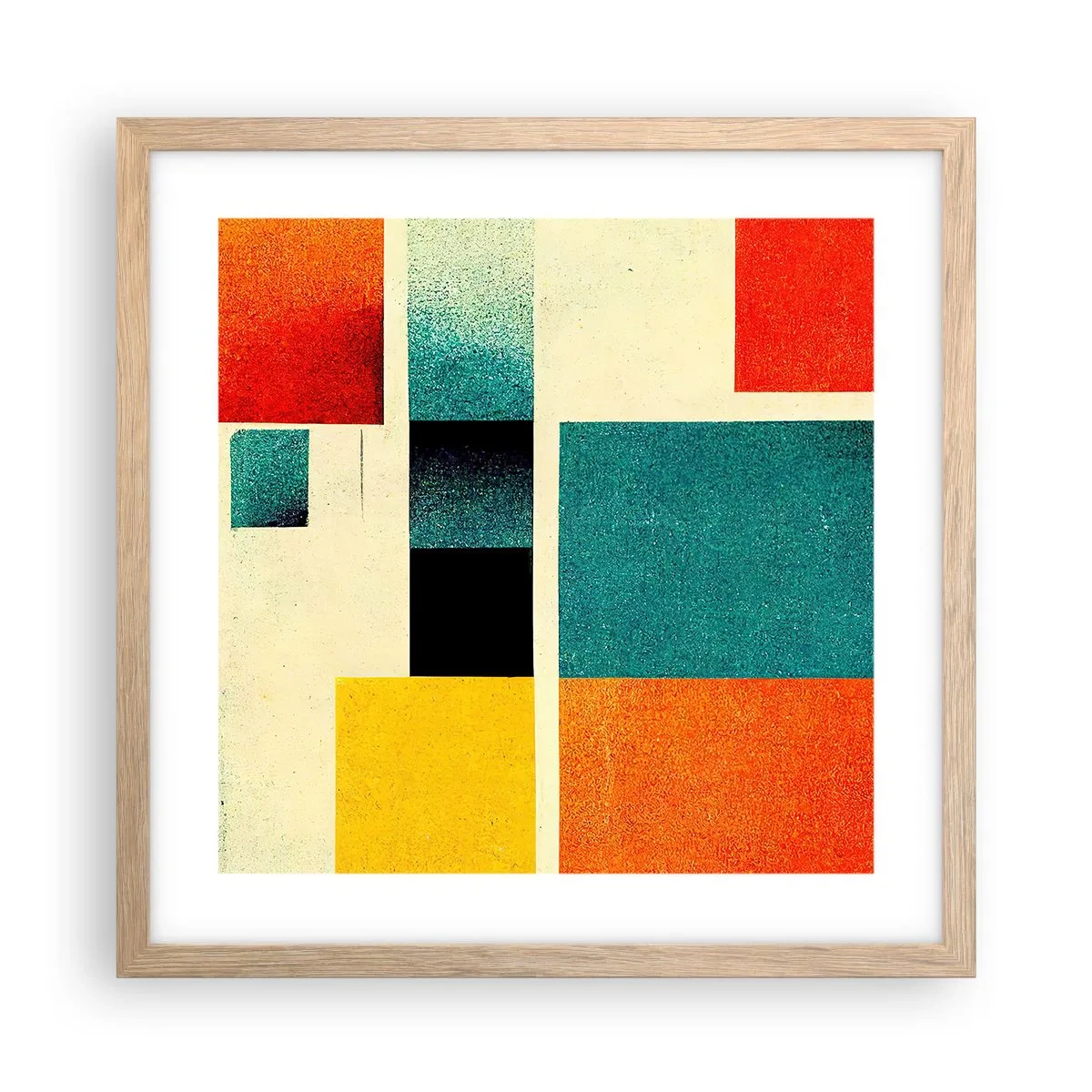 Poster in einem Rahmen aus heller Eiche - Geometrische Abstraktion – gute Energie - 40x40 cm