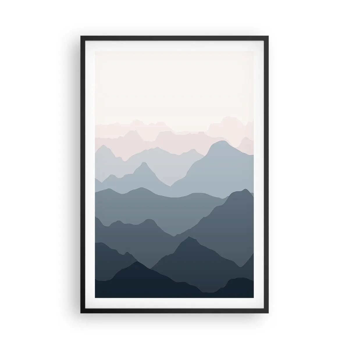 Poster in einem schwarzem Rahmen - Wellen der Berge - 61x91 cm