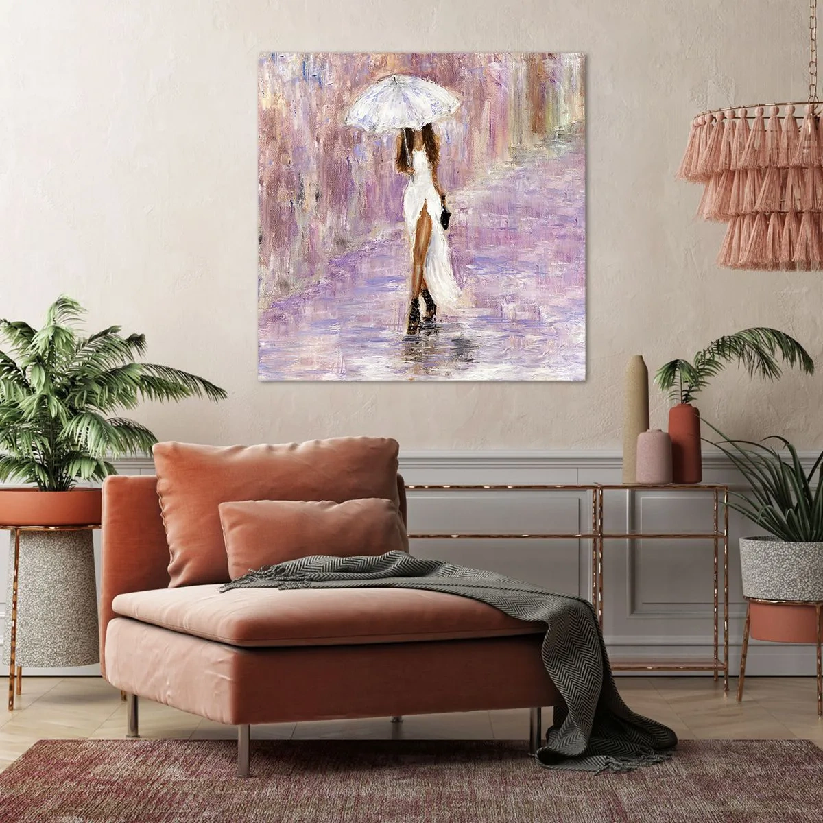 Bild auf Leinwand - Leinwandbild - Im lila Regen - 50x50 cm