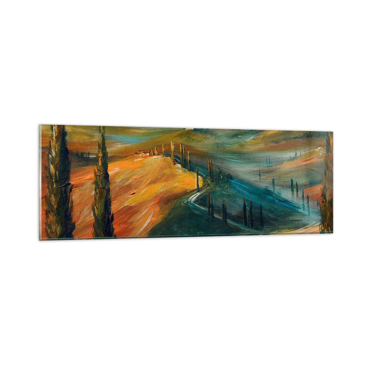 Glasbild - Bild auf glas - Toskanische Landschaft - 90x30 cm