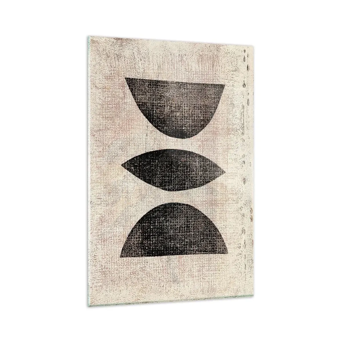 Glasbild - Bild auf glas - Ethnische Formen in dunklen Tönen auf hellem Hintergrund - 80x120cm - Ethnische Abstraktion - Moderne Wanddekoration für Wohnzimmer und Schlafzimmer ARTTOR