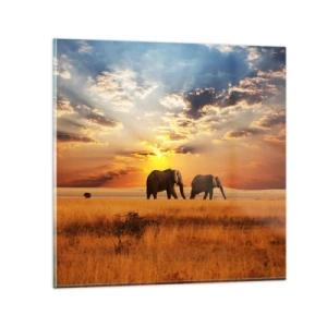 Glasbild - Bild auf glas - Familienspaziergang - 70x70 cm