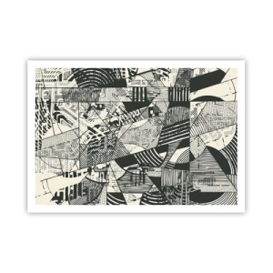 Poster - Geometrische abstrakte Muster in Grüntönen auf hellem Hintergrund - 100x70cm - Die Dynamik der Gegenwart - Moderne Wanddekoration für Wohnzimmer und Schlafzimmer ARTTOR