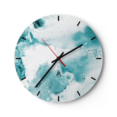 Wanduhr - Glasuhr - Abstrakte Komposition in Türkis- und Weißtönen - 30x30cm - Morast von Blau - Moderne Wanddekoration für Wohnzimmer, Küche und Schlafzimmer ARTTOR