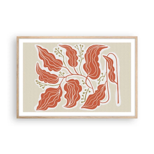 Poster in einem Rahmen aus heller Eiche - Im Folkstil und korallenartig - 91x61 cm