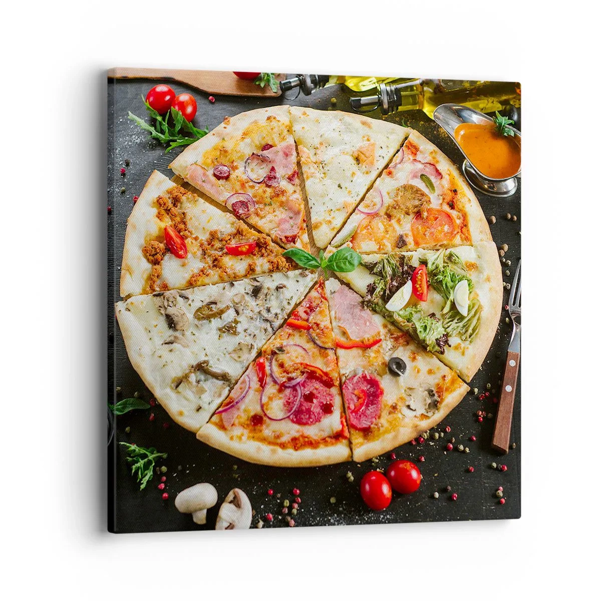 Bild auf Leinwand - Leinwandbild - Eine Reihe von Geschmacksrichtungen - 40x40 cm