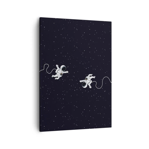 Bild auf Leinwand - Leinwandbild - Astronauten schweben im Weltraum vor dem Hintergrund der Sterne - 50x70cm - Kosmischer Tanz - Moderne Wanddekoration für Wohnzimmer und Schlafzimmer ARTTOR
