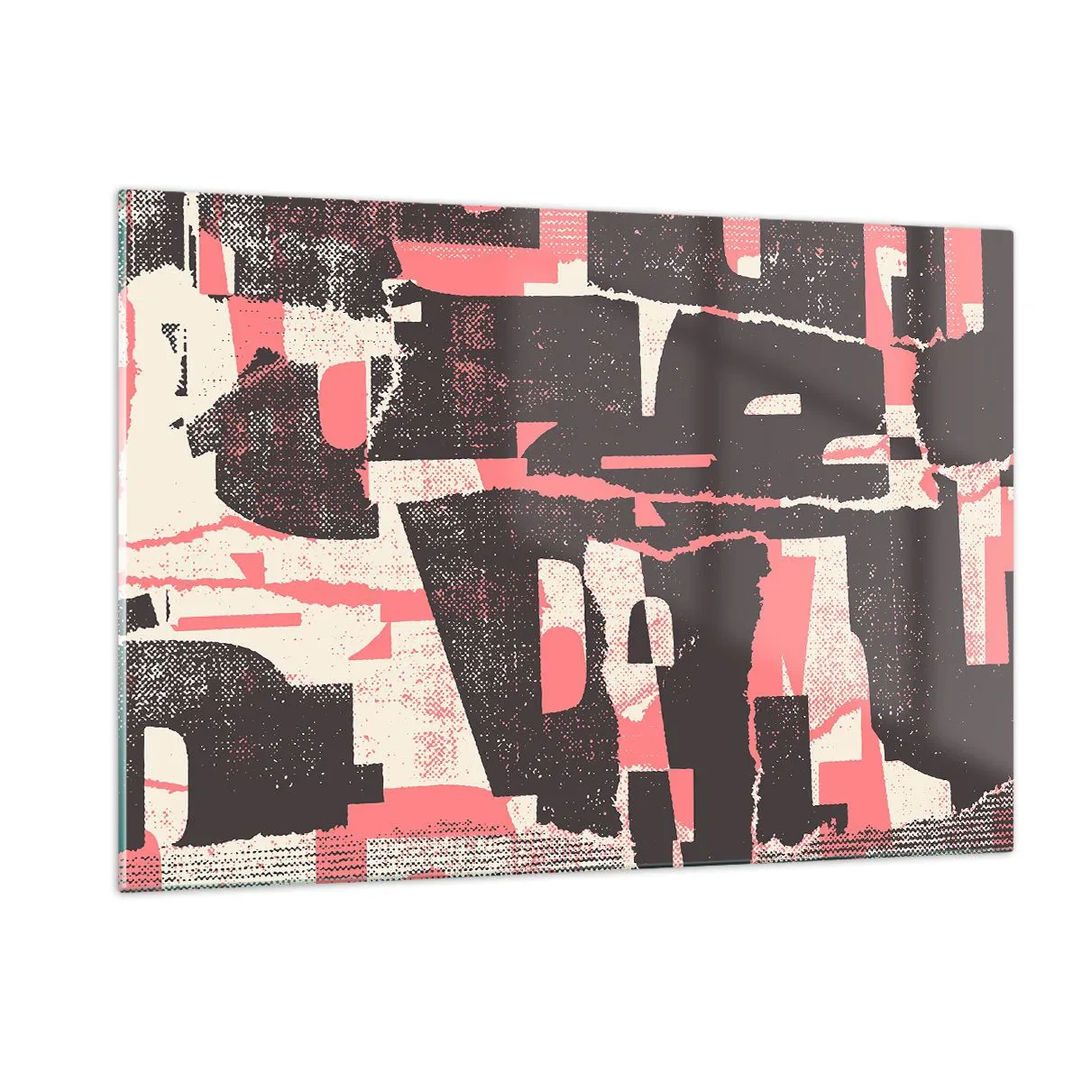 Glasbild - Bild auf glas - Moderne Abstraktion in Schwarz, Rot und Beige - 120x80cm - All dieser Lärm - Moderne Wanddekoration für Wohnzimmer und Schlafzimmer ARTTOR