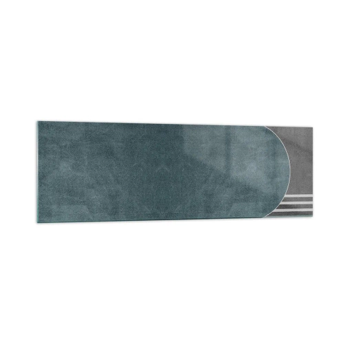 Glasbild - Bild auf glas - Geometrische Abstraktion in Grau- und Grüntönen - 160x50cm - Komposition auf der Ebene - Moderne Wanddekoration für Wohnzimmer und Schlafzimmer ARTTOR