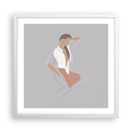 Poster in einem weißen Rahmen - Umriss der Anmut - 50x50 cm