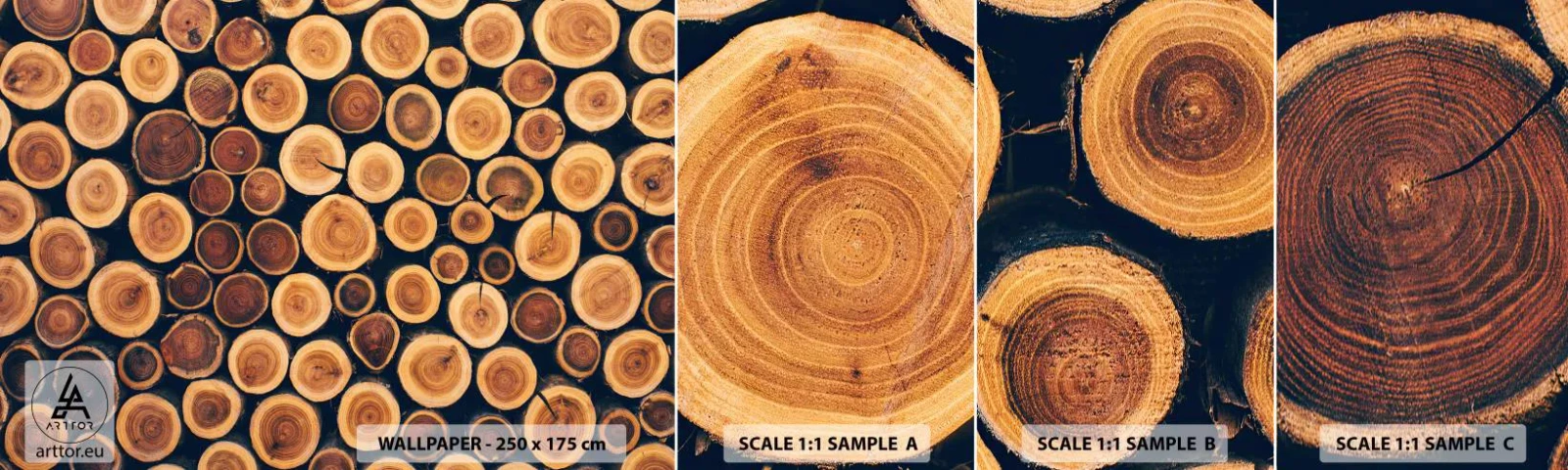 Fototapeten Muster Selbstklebend Deluxe Sticker - Wie alt sehe ich aus? - Baumstamm, Wald, Stück - 100x30 cm