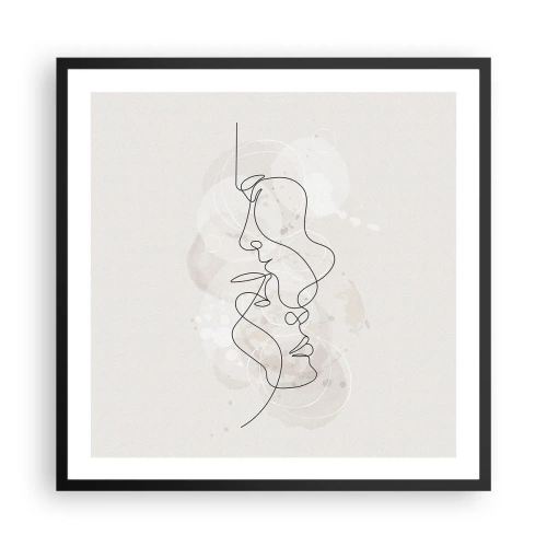 Poster in einem schwarzem Rahmen - Verstrickt in eine Umarmung - 60x60 cm