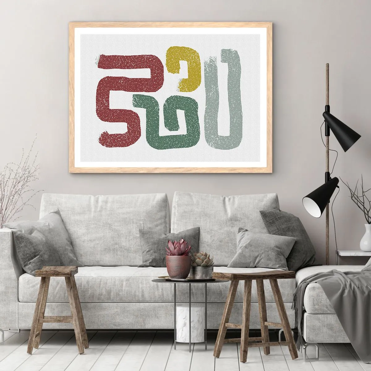 Poster in einem Rahmen aus heller Eiche - In einer unbekannten Sprache - 100x70 cm