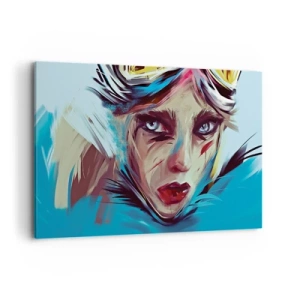 Bild auf Leinwand - Leinwandbild - Porträt einer Frau in dynamischen Farben und einem abstrakten Stil - 120x80cm - Strassenkämpferin - Moderne Wanddekoration für Wohnzimmer und Schlafzimmer ARTTOR