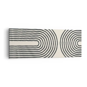 Bild auf Leinwand - Leinwandbild - Abstraktes geometrisches Muster mit symmetrischen Linien auf hellem Hintergrund - 140x50cm - In einem Moment ... - Moderne Wanddekoration für Wohnzimmer und Schlafzimmer ARTTOR