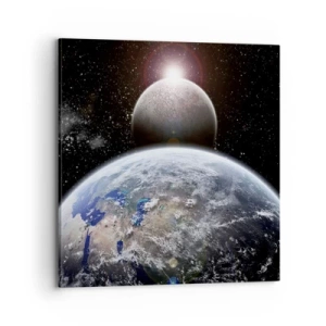 Bild auf Leinwand - Leinwandbild - Weltraumlandschaft - Sonnenaufgang - 70x70 cm