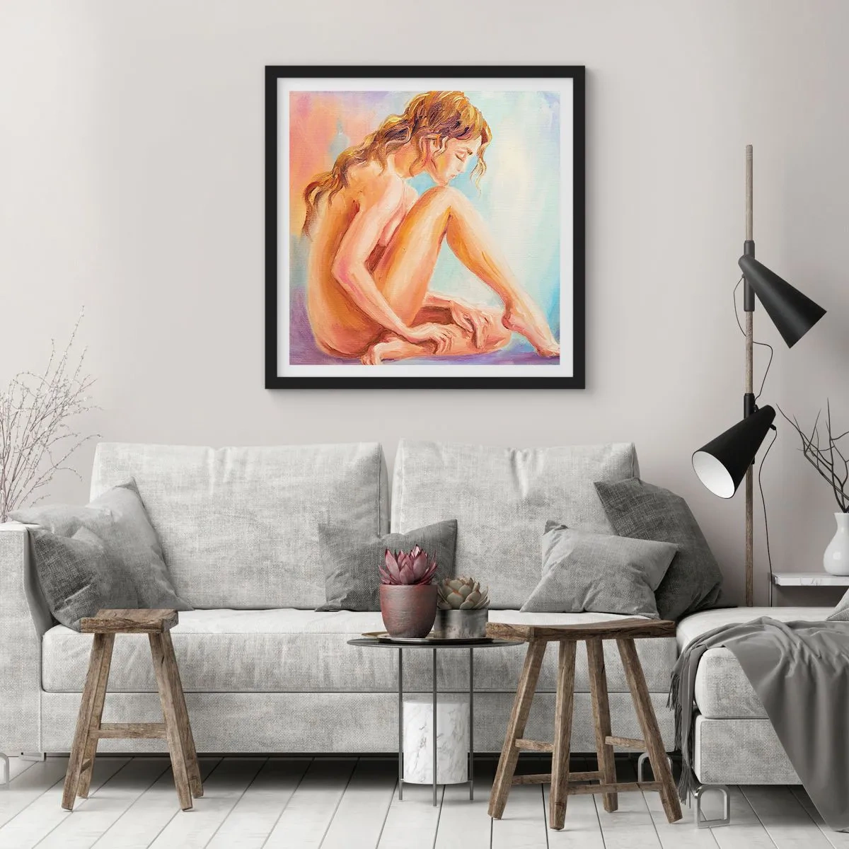 Poster in einem schwarzem Rahmen - Akt der Jugend - 30x30 cm