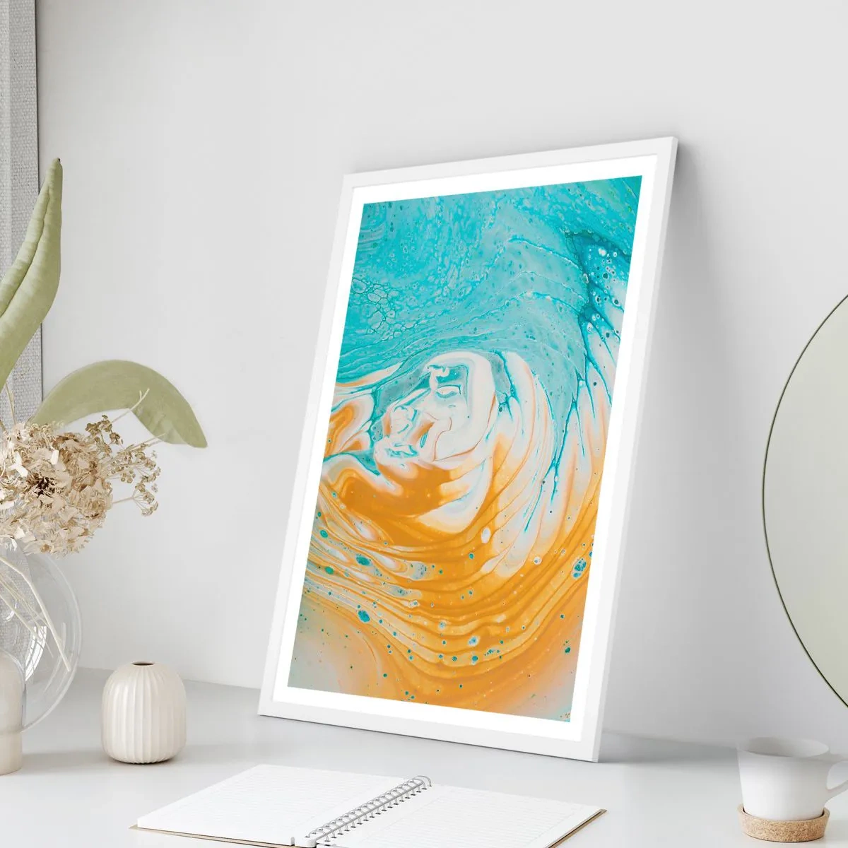 Poster in einem weißen Rahmen - Pastellwirbel - 70x100 cm