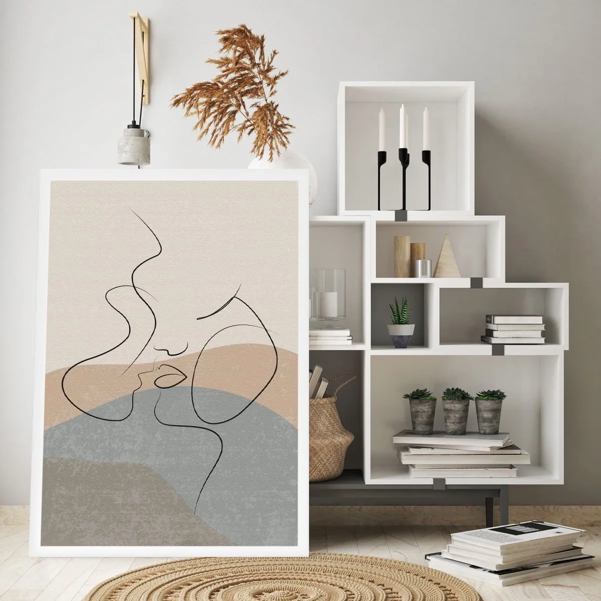 Poster - Eine minimalistische Linie, die ein feminines Gesicht kreiert - 50x70cm - Wie ein Pinselstrich - Moderne Wanddekoration für Wohnzimmer und Schlafzimmer ARTTOR