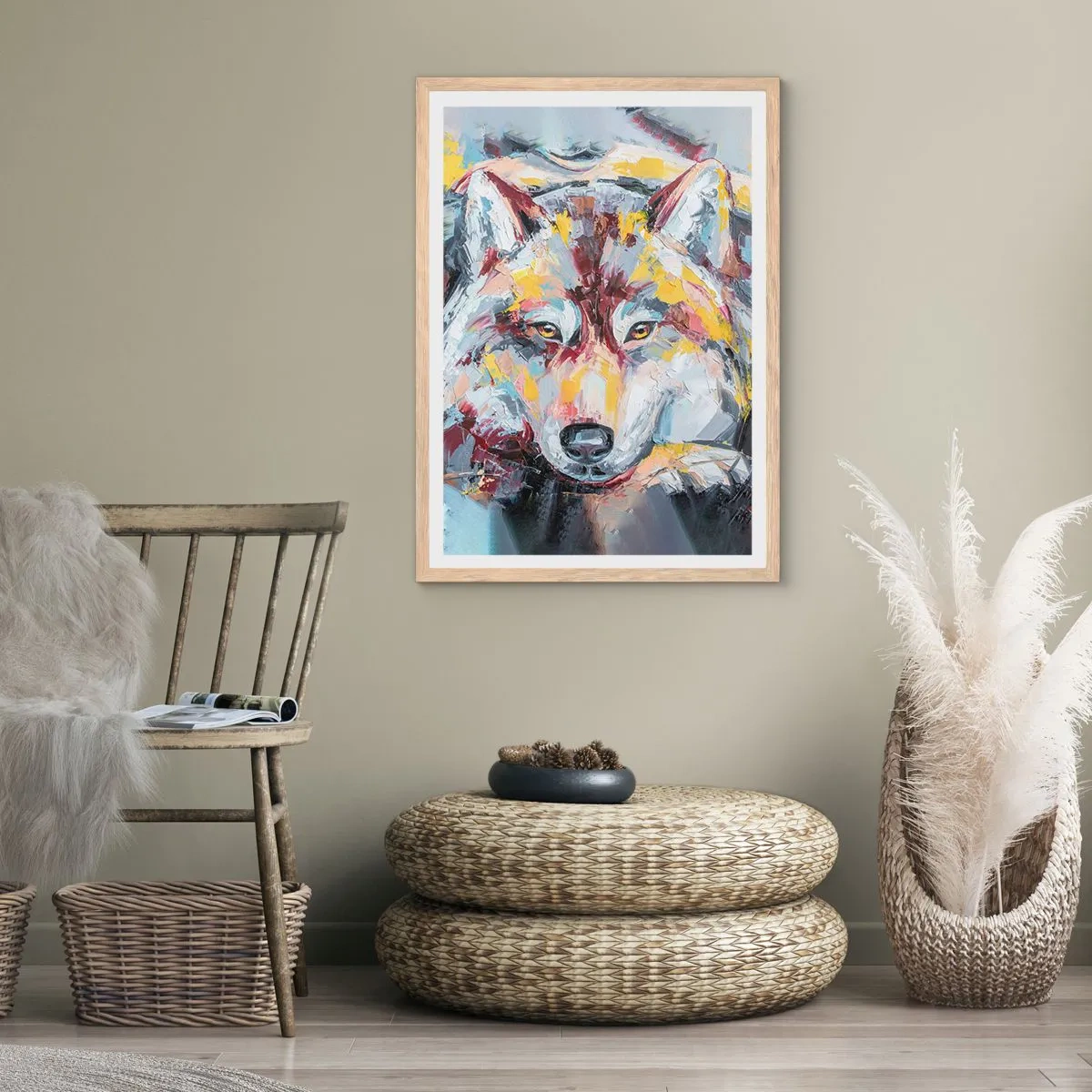 Poster in einem Rahmen aus heller Eiche - Seelenfrieden unter den Lieben - 70x100 cm