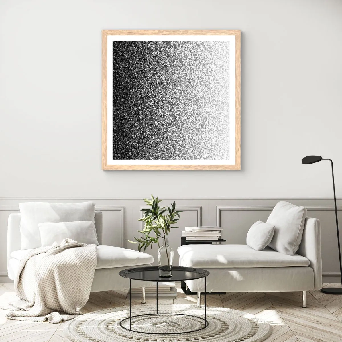 Poster in einem Rahmen aus heller Eiche - Dem Licht entgegen - 30x30 cm