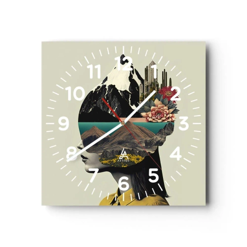 Wanduhr - Glasuhr - Frau – bleibt immer ein Geheimnis - 40x40 cm