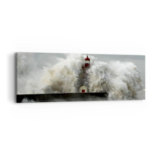 Bild auf Leinwand - Leinwandbild - Die Wut des Ozeans - 90x30 cm