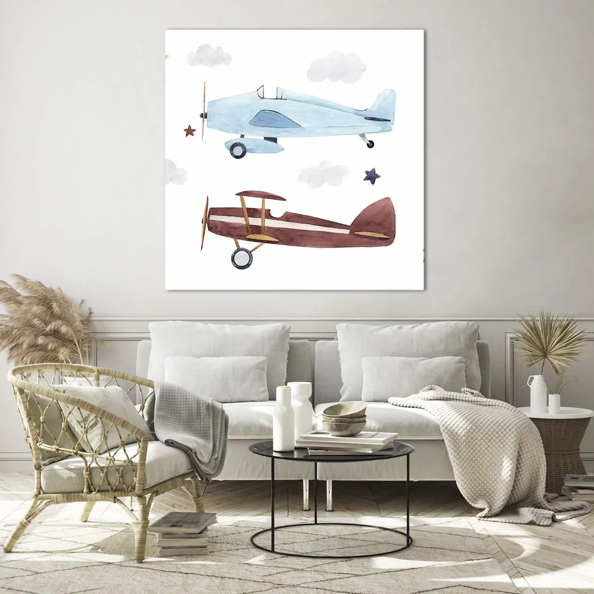 Glasbild - Bild auf glas - Wir warten, Herr Pilot! - 70x70 cm