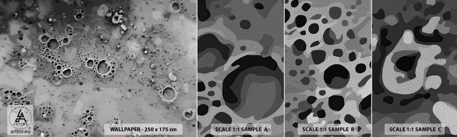 Fototapeten Muster Premium Sand - Wie eine Mondlandschaft - Komposition, Stück, Grafik - 100x30 cm