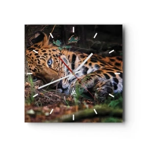 Wanduhr - Glasuhr - Ein Leopard, der im Schatten der Bäume liegt - 30x30cm - Vertrau mir - Moderne Wanddekoration für Wohnzimmer und Schlafzimmer ARTTOR