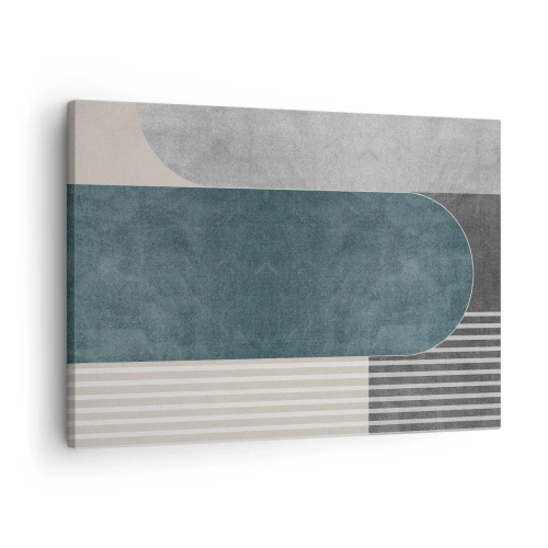 Bild auf Leinwand - Leinwandbild - Geometrische Abstraktion in Grau- und Grüntönen - 70x50cm - Komposition auf der Ebene - Moderne Wanddekoration für Wohnzimmer und Schlafzimmer ARTTOR