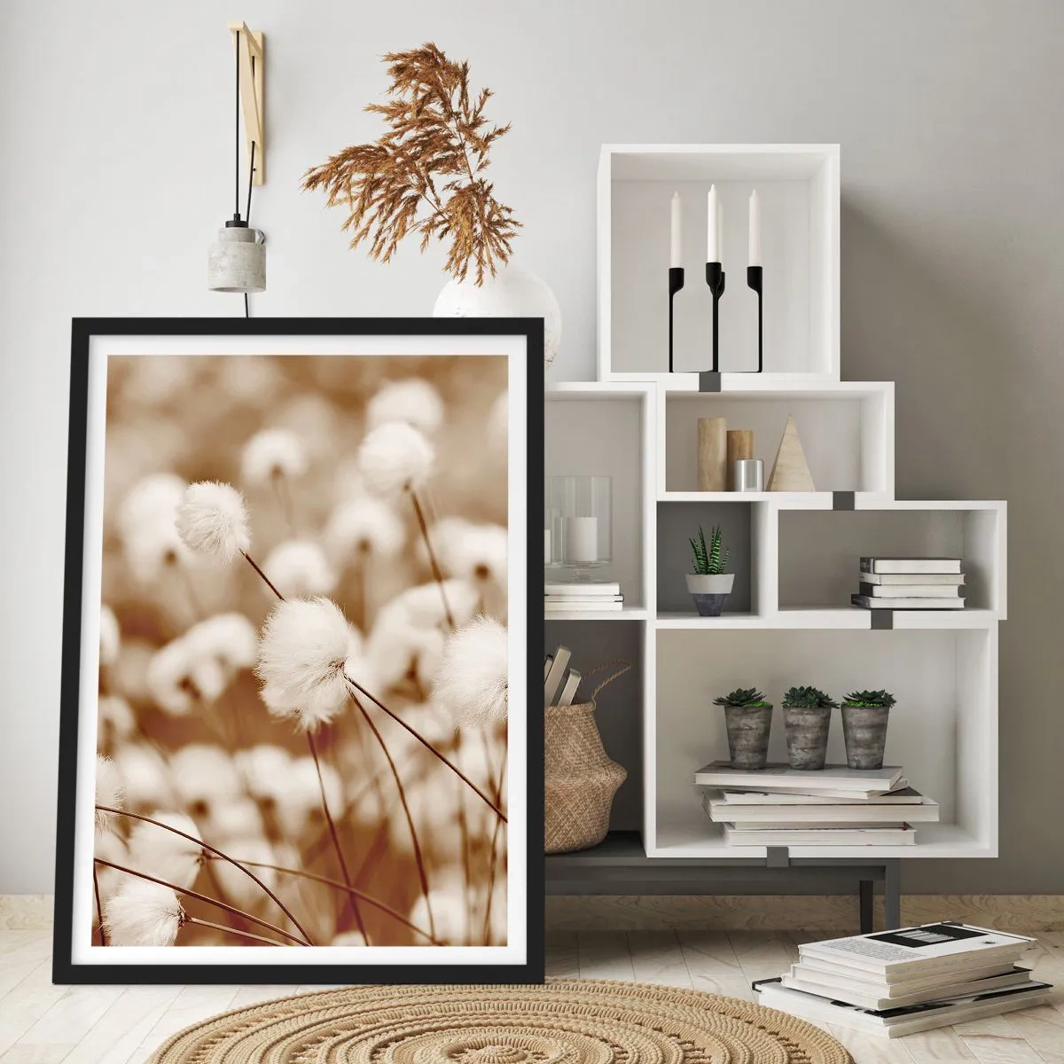 Poster in einem schwarzem Rahmen - Flauschiges Kornfeld - 70x100 cm