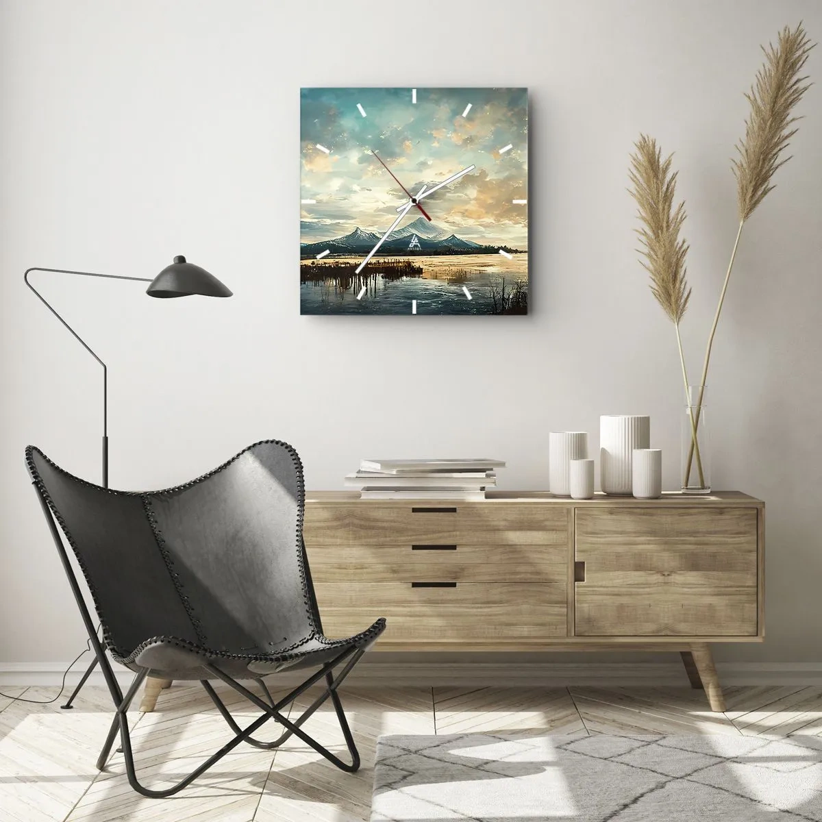 Wanduhr - Glasuhr - Unter dem Schutz des Himmels - 40x40 cm