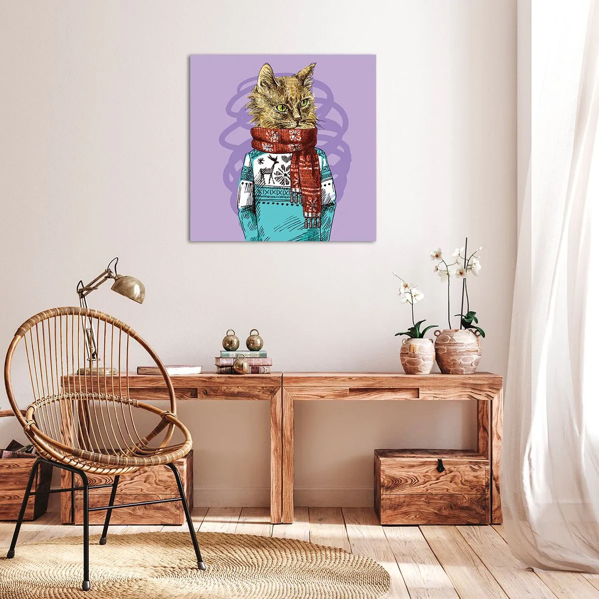 Bild auf Leinwand - Leinwandbild - Die Katze nicht nur in Schuhen - 60x60 cm
