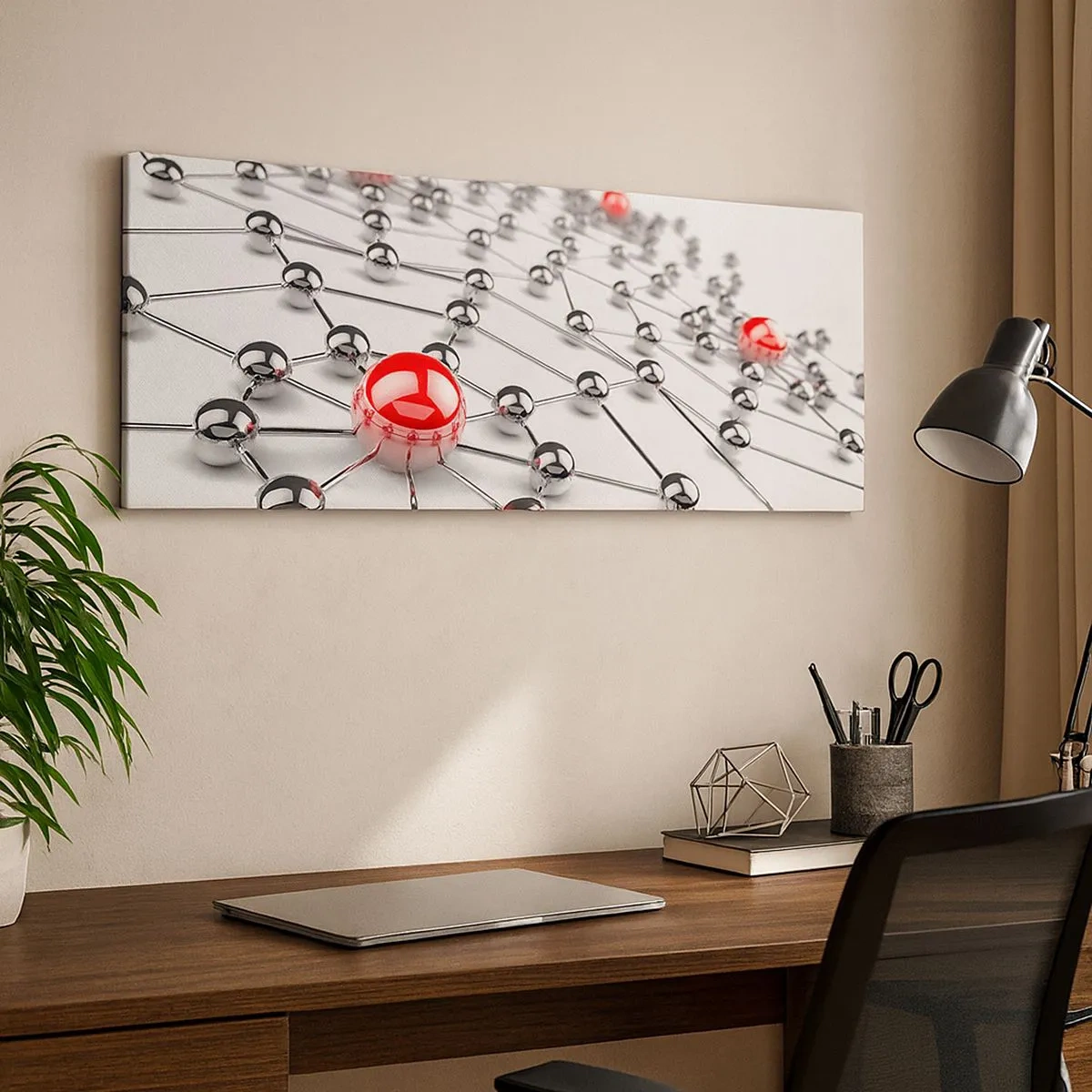 Bild auf Leinwand - Leinwandbild - Silbriges Netz - 100x40 cm