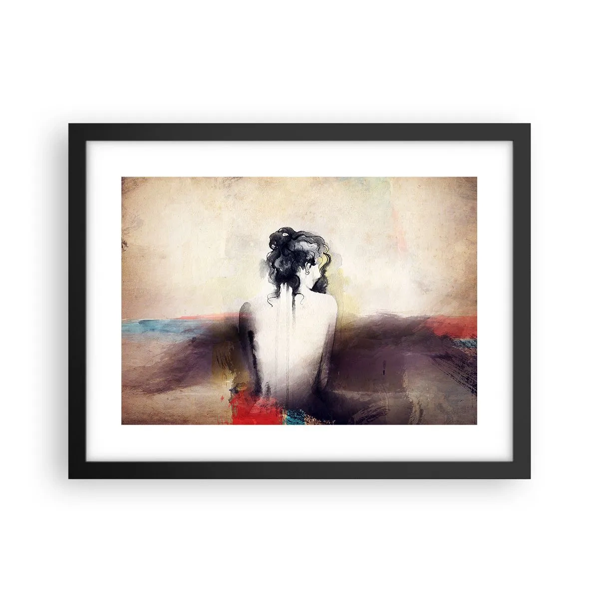 Poster in einem schwarzem Rahmen - Glatte Linien, ovale Formen - 40x30 cm