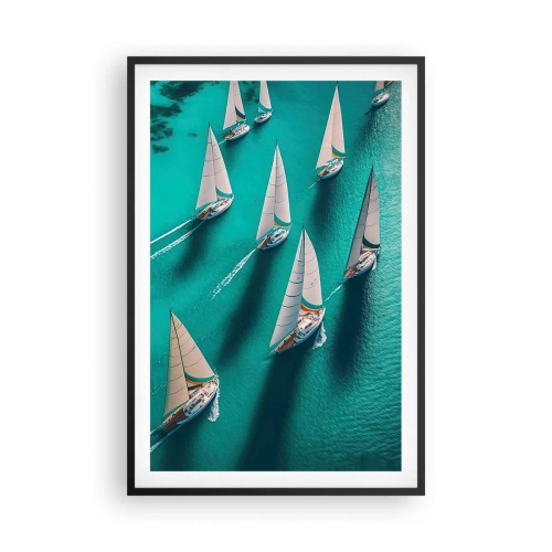 Poster in einem schwarzem Rahmen - Im Wettbewerb mit dem Wind - 61x91 cm