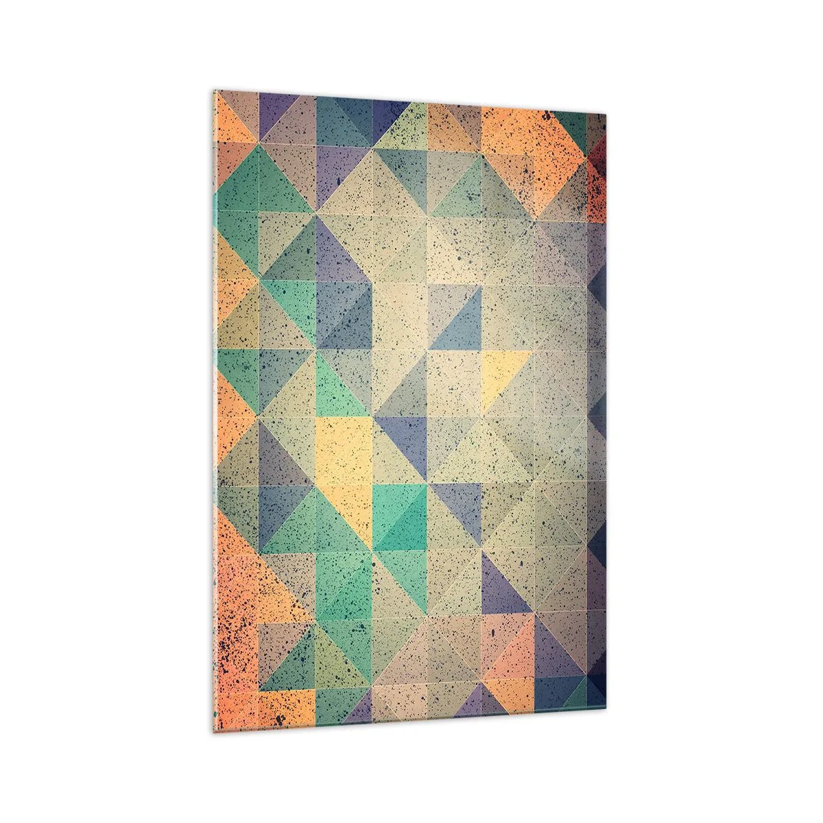 Glasbild - Bild auf glas - Eine farbenfrohe Komposition aus geometrischen Dreiecken in Pastelltönen. - 70x100cm - Republik der Dreiecke - Moderne Wanddekoration für Wohnzimmer und Schlafzimmer ARTTOR