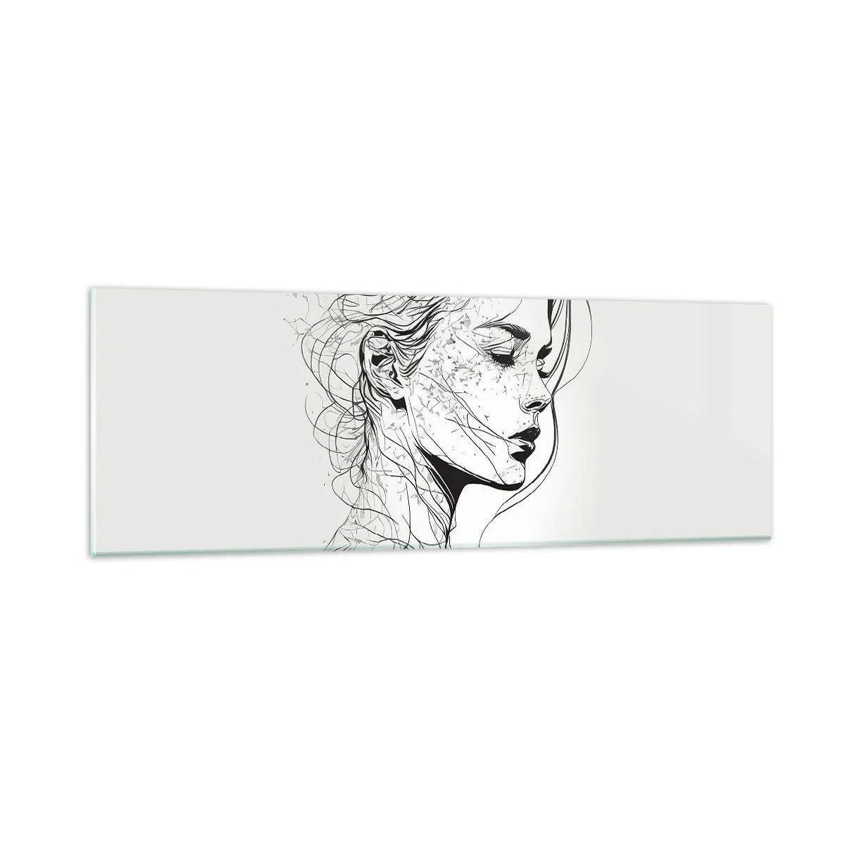 Glasbild - Bild auf glas - Porträt im Gedanken - 90x30 cm