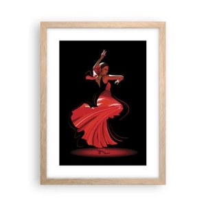 Poster in einem Rahmen aus heller Eiche - Der feurige Geist des Flamenco - 30x40 cm